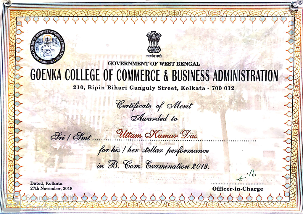 Goenka College Certificate Goenka College Certificate